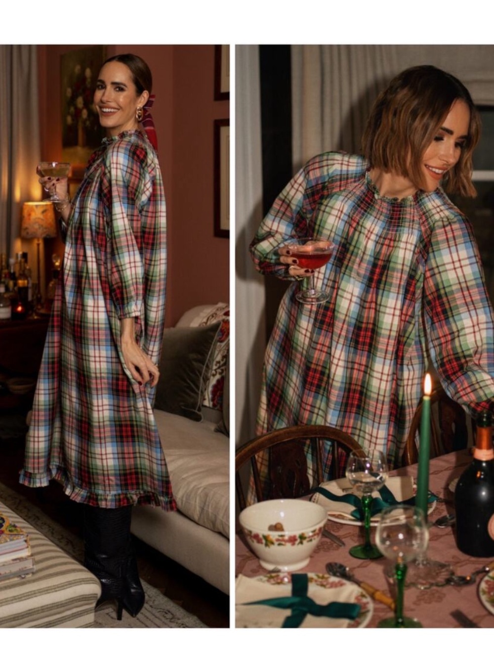 Hill House Adelaide Nap Dress in Multi-plaid Tartan medium 100% cotton